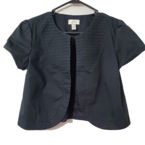 Ann Taylor Loft Womens Sz 10 Bolero Cropped Jacket Black Open Front